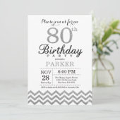 Invitation 80e anniversaire paillettes argentées (Debout devant)