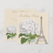 Invitation 80e anniversaire Paris Vintage White Hydrangea Flo (Devant / Derrière)