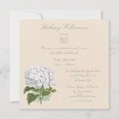 Invitation 80e anniversaire Paris Vintage White Hydrangea Flo (Dos)