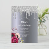 Invitation 80e anniversaire parties scintillant d'argent gout (Debout devant)