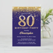 Invitation 80e anniversaire Parties scintillant Noir et Or Co (Debout devant)