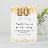 Invitation 80e anniversaire parties scintillant or blanc luxe (Debout devant)