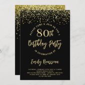 Invitation 80e anniversaire Parties scintillant or Confetti N (Devant / Derrière)