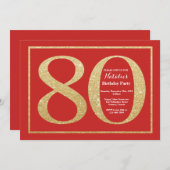 Invitation 80e anniversaire Parties scintillant ro (Devant / Derrière)