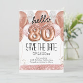 Invitation 80e anniversaire Parties scintillant rose Enregist (Debout devant)