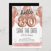 Invitation 80e anniversaire Parties scintillant rose Enregist (Devant / Derrière)