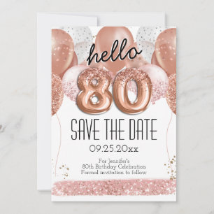 Invitation 80e anniversaire Parties scintillant rose Enregist