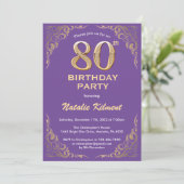 Invitation 80e anniversaire Parties scintillant violet et or (Debout devant)