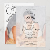 Invitation 80e anniversaire Photo Anniversaire élégant (Devant / Derrière)