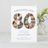 Invitation 80e anniversaire Photo Collage élégant et intempor (Debout devant)