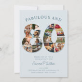 Invitation 80e anniversaire Photo Collage élégant et intempor (Devant)