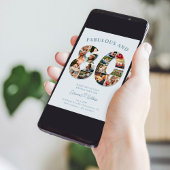 Invitation 80e anniversaire Photo Collage élégant et intempor