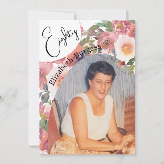 Invitation 80e anniversaire Photo Floral Elegant Anniversaire (Dos)