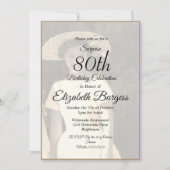 Invitation 80e anniversaire Photo Monogramme Elégant annivers (Devant)