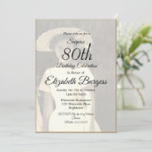 Invitation 80e anniversaire Photo Monogramme Elégant annivers (Debout devant)