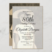 Invitation 80e anniversaire Photo Monogramme Elégant annivers (Devant / Derrière)