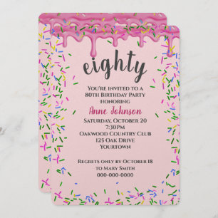Invitation 80e Anniversaire Pink Icing Et Sprinkles