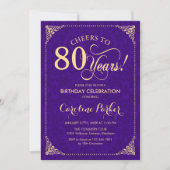 Invitation 80e anniversaire - Purple Gold Damask (Devant)
