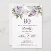 Invitation 80e anniversaire Purple Spring Fleur Lilac (Devant)