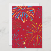Invitation 80e anniversaire Red and Gold Rainbow Fireworks (Dos)