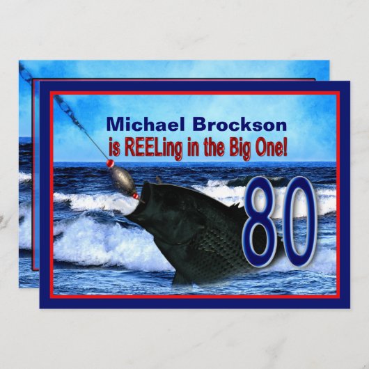 Invitation 80e anniversaire - Reeling in the Big One (Poisson (Devant / Derrière)