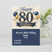 Invitation 80e anniversaire, réservez la date (Debout devant)