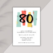 Invitation 80e anniversaire Retro Midsiècle moderne coloré