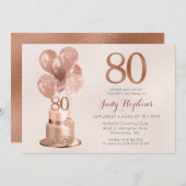 Invitation 80e anniversaire Rose Gold Cake (Devant / Derrière)