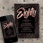 Invitation 80e anniversaire Rose Gold Confetti