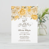 Invitation 80e anniversaire Rose jaune fête florale (Debout devant)