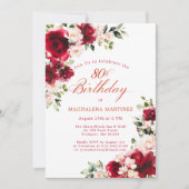 Invitation 80e anniversaire Rose rose rose rose rose rose ros (Devant)