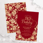 Invitation 80e anniversaire Roses d'or rouge