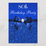 Invitation 80e anniversaire Royal Blue Sequins Bow and Diamon<br><div class="desc">La fête du 80e anniversaire de la femme invite un modèle personnalisé. Elégante coutume bleue royale quatre-vingtième / quatre-vingts / 80 ans Anniversaire Fête invitations pour les femmes avec un joli bleu royal imprimé paillettes motif, jolies images d'arcs et de rubans bleus royaux et d'images d'argent bijoux d'or / de...</div>