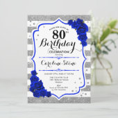 Invitation 80e anniversaire - Royal Blue Silver White Stripes (Debout devant)