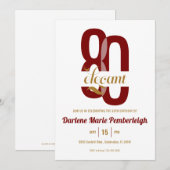 Invitation 80e anniversaire Ruby Red Gold 80e (Devant / Derrière)