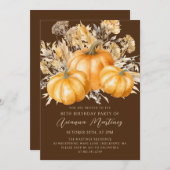 Invitation 80e anniversaire Rustic Boho Citrouille automne Fo (Devant / Derrière)