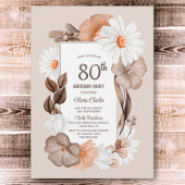 Invitation 80e anniversaire Rustic Boho Floral Party