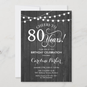 Invitation 80e anniversaire - Rustic Grey Motif