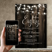 Invitation 80e anniversaire Rustic Wood Party