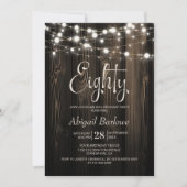 Invitation 80e anniversaire Rustic Wood Party (Devant)