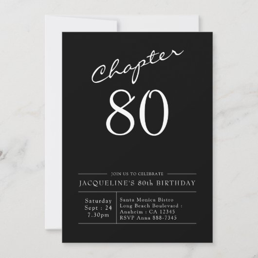 Invitation 80e anniversaire Script 80 Party (Devant)