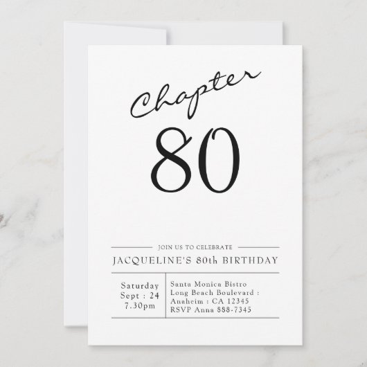Invitation 80e anniversaire Script 80 Party (Devant)
