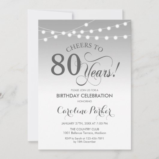 Invitation 80e anniversaire - Silver White (Devant)