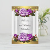 Invitation 80e Anniversaire Soirée Elégante Purple Gold Roses (Debout devant)