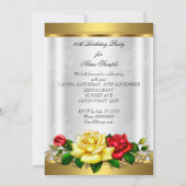 Invitation 80e Anniversaire Soirée Elégante Rouge Or Roses de (Dos)
