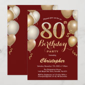 Invitation 80e anniversaire Sombre Rouge et Ballons d'or Conf (Devant / Derrière)