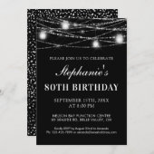Invitation 80e anniversaire String Lights Jars Noir Blanc (Devant / Derrière)