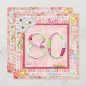 Invitation 80e anniversaire style scrapbooking (Devant / Derrière)