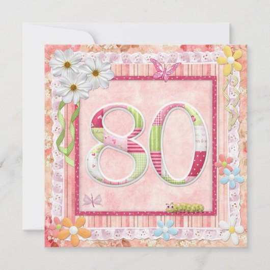 Invitation 80e anniversaire style scrapbooking (Devant)