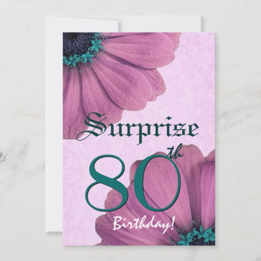 Invitation 80e anniversaire surprise Daisies roses E003 (Devant)